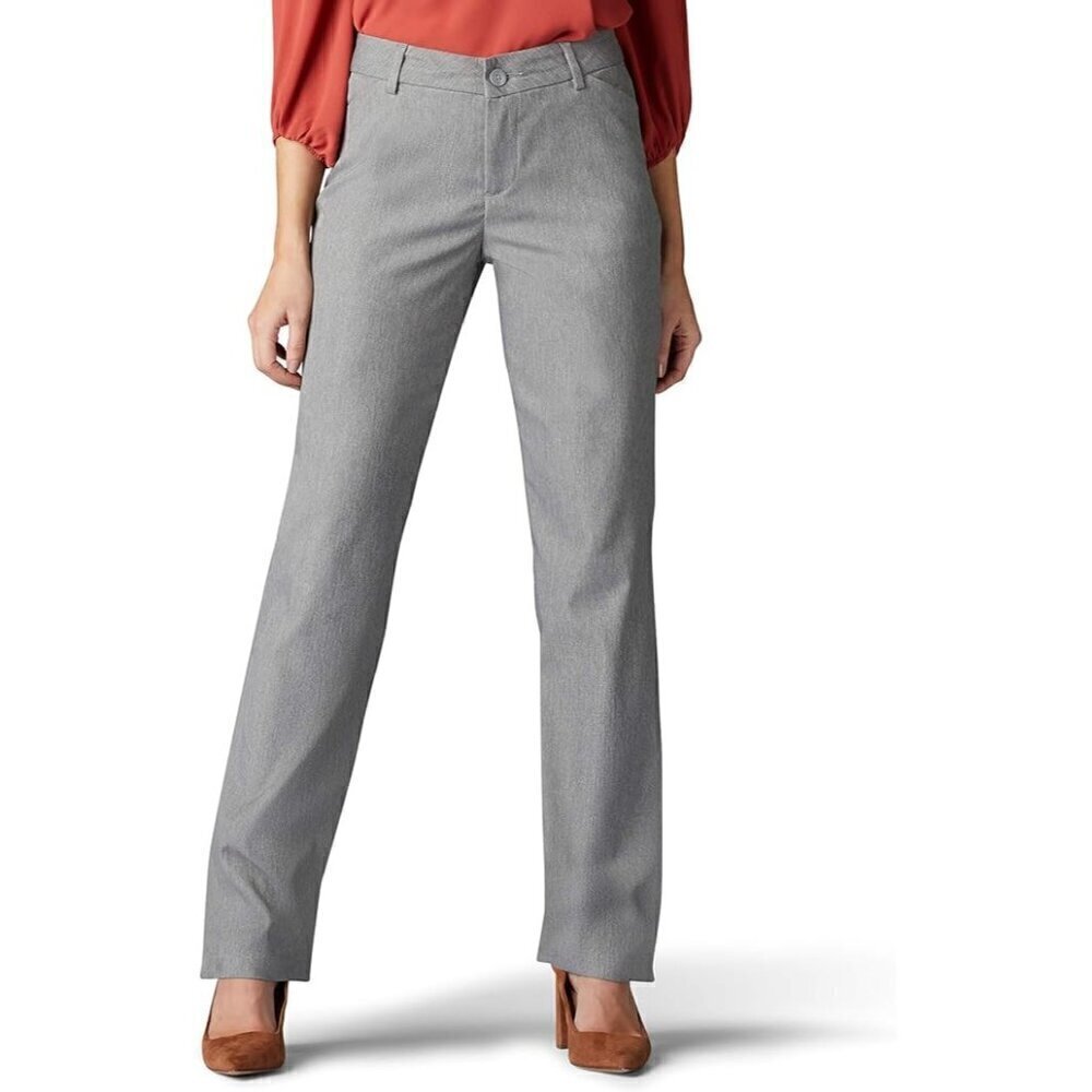 Lee Relaxed Fit Wrinkle Free Gray‎ Straight Leg Dress Pants 6